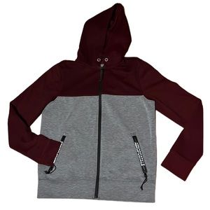 AEROPOSTALE WOMENS CHARCOAL/GARNET HOODED JACKET SIZE SMALL
